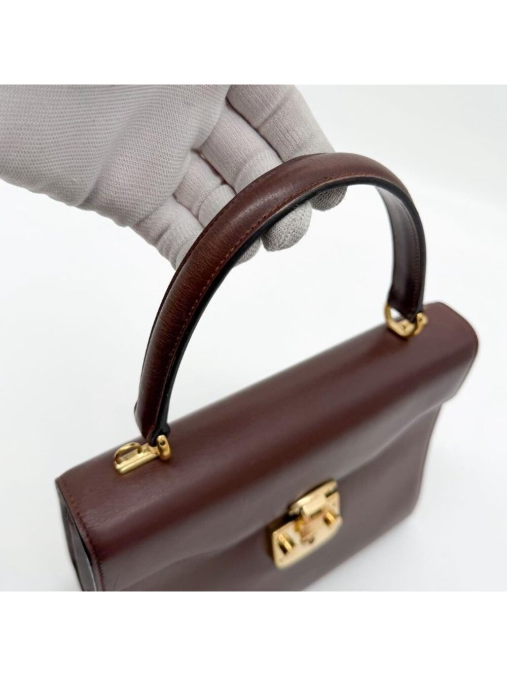 Gucci Ladylock Vintage Brown Leather Handbag - Picture 8 of 14